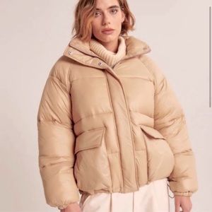 NWT Abercrombie & Fitch Oversized Utility Puffer Jacket, Light Brown